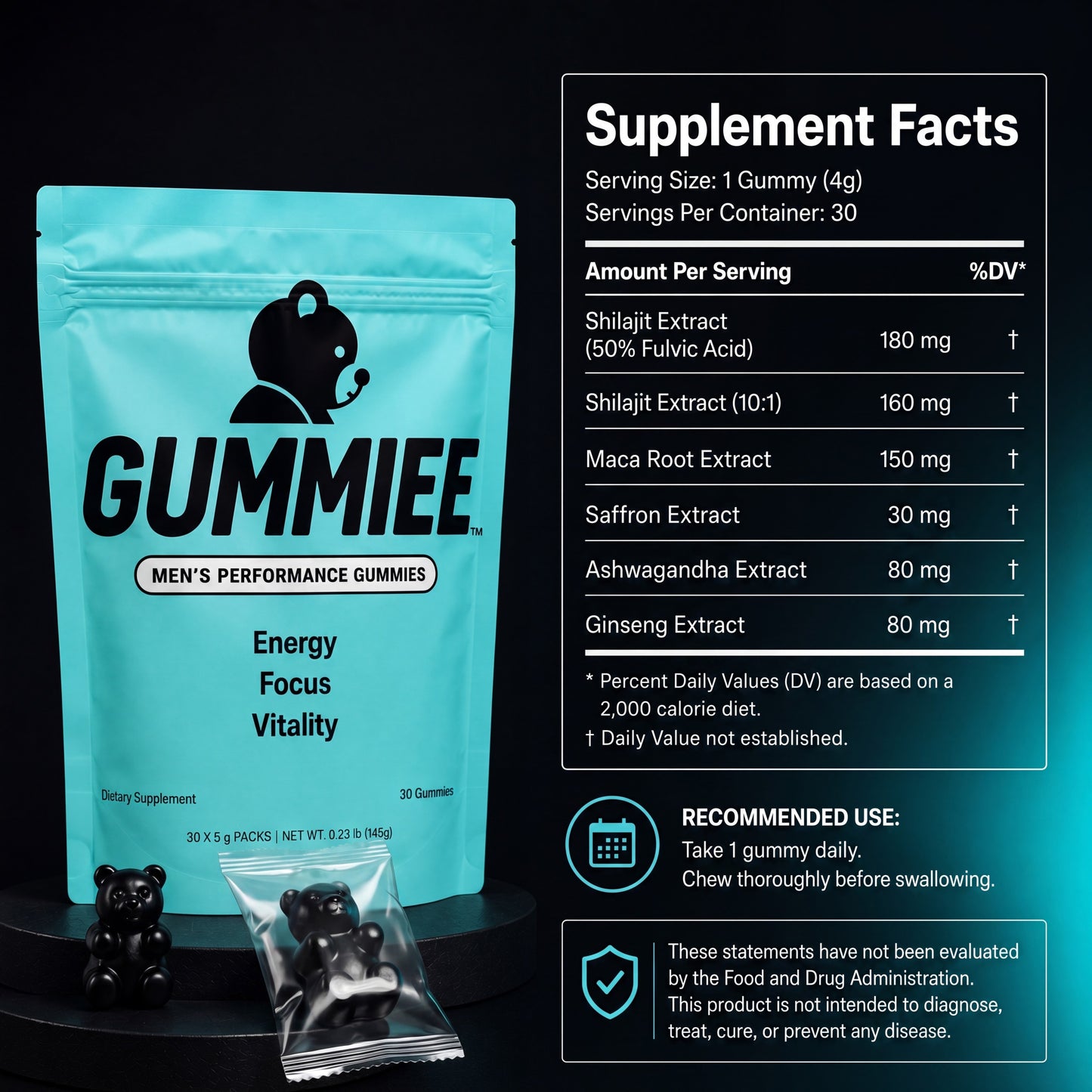 Daily Energy & Focus Gummies For Men