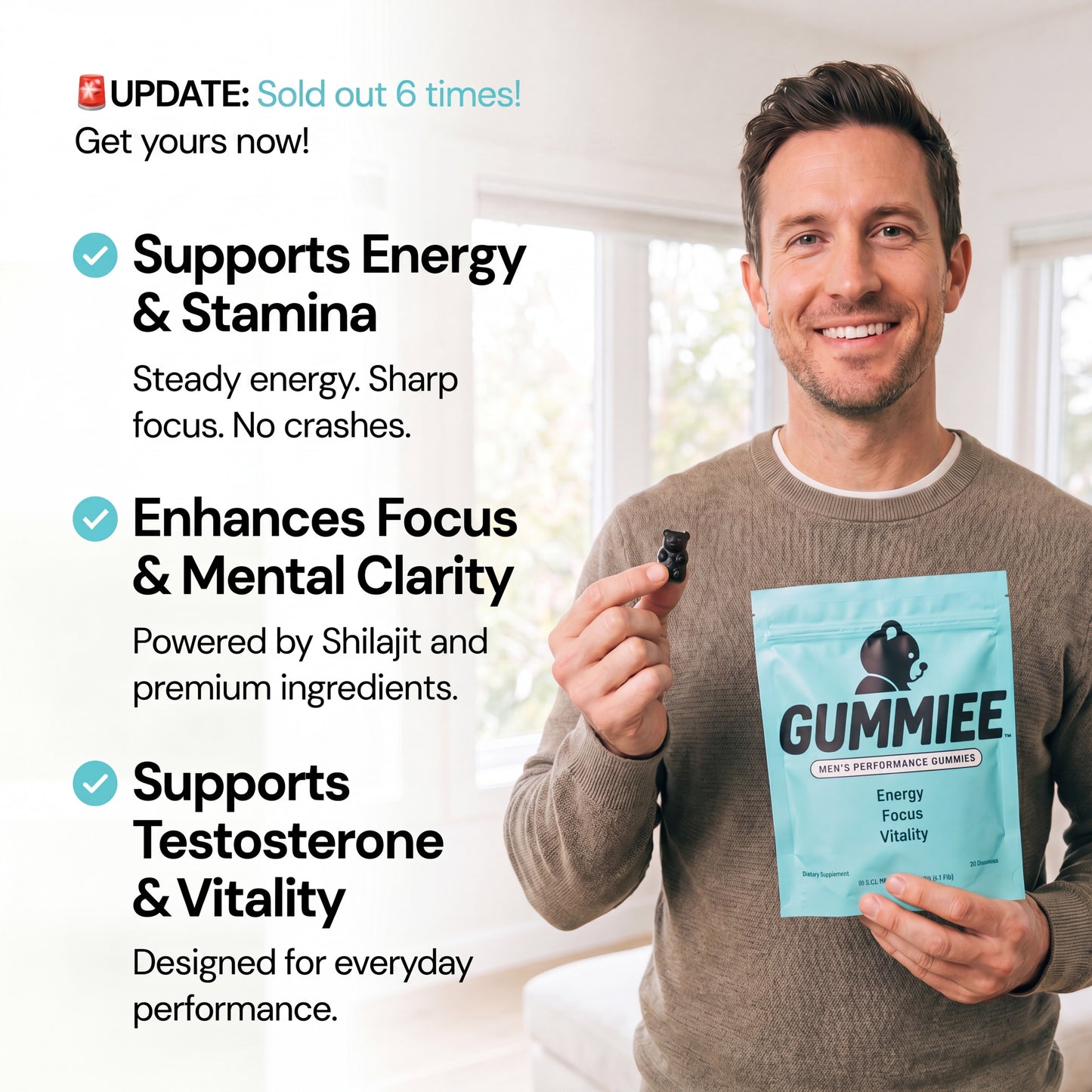 Daily Energy & Focus Gummies For Men